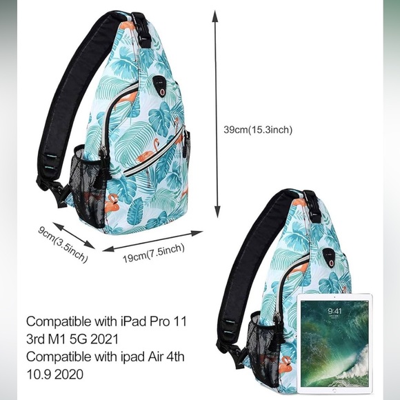 Misomo flamingo print sling shoulder bag for hiking , vacation , cruise - Picture 6 of 6